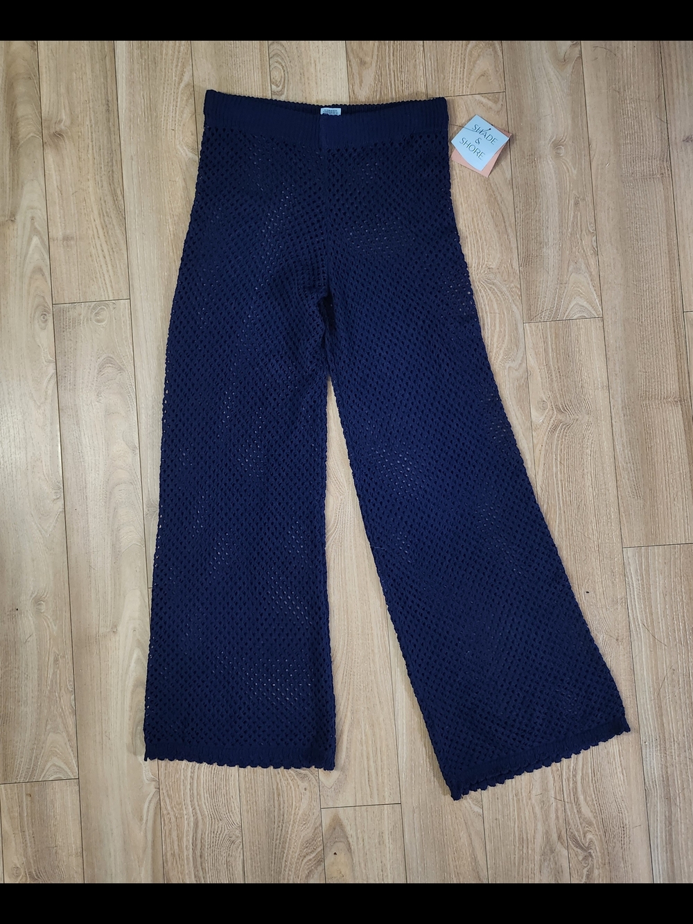 Shade & Shore Swim Coverup Navy Crochet Wide-Leg Pants Size: Small NWT